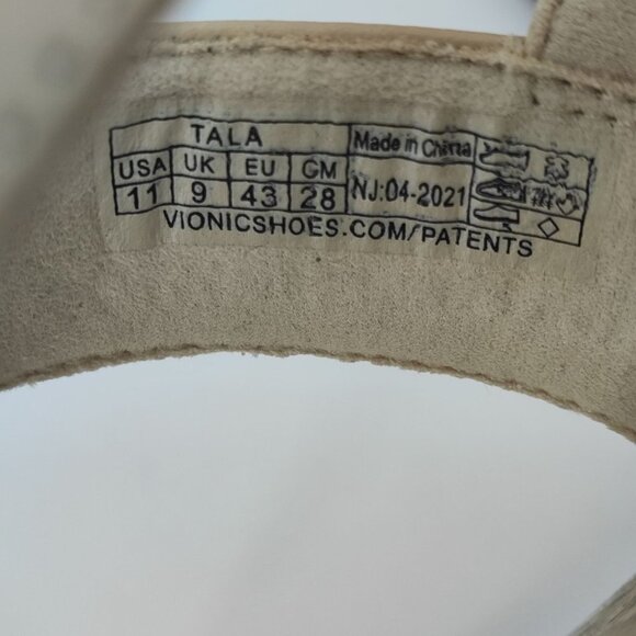 Vionic  Women's Tala T Strap Toe Sandal Cream Leather Sandals Size 11 - Picture 7 of 8